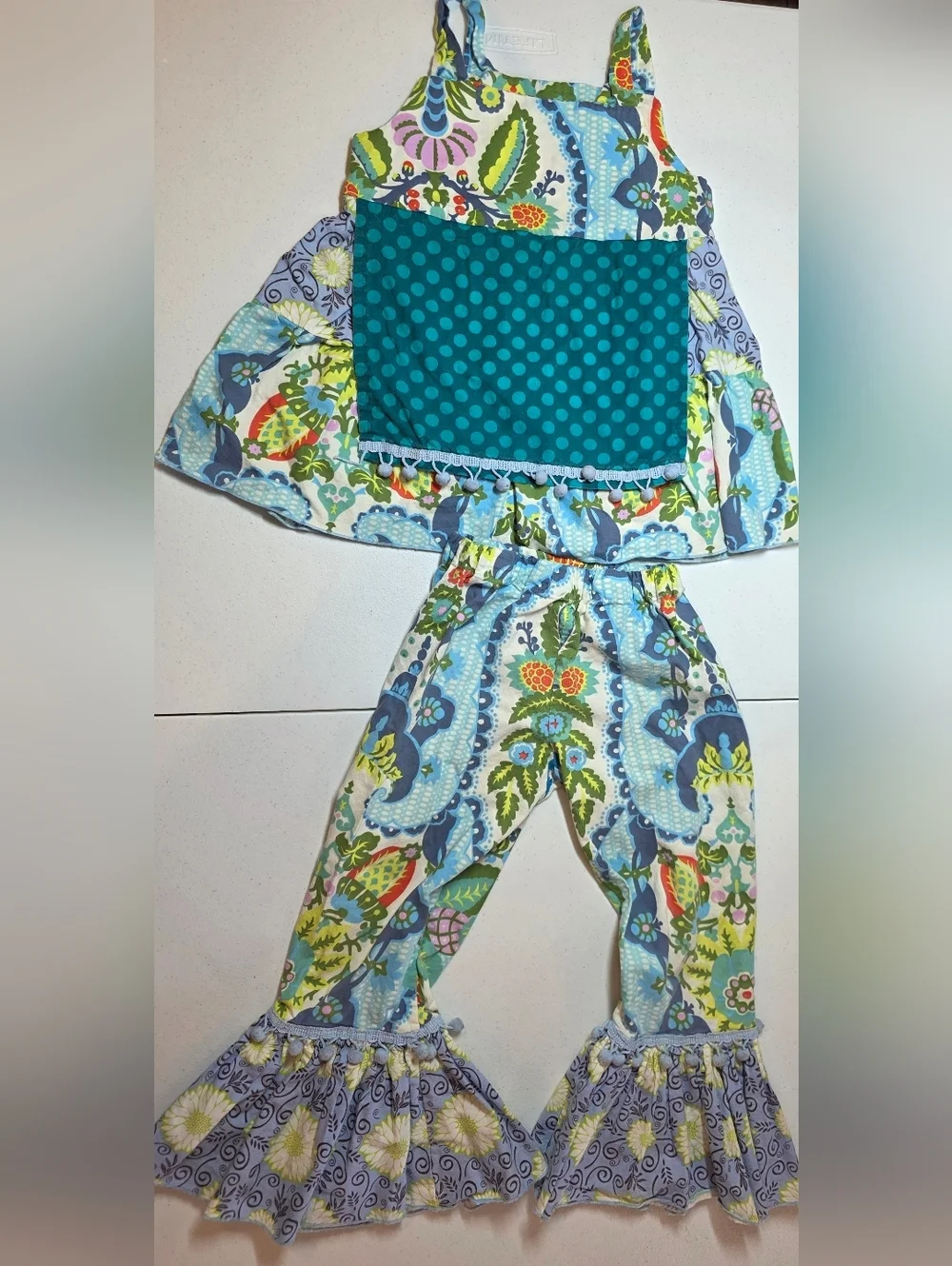 Matilda Jane Inspired Girls Floral Bell Bottom Set Boho Boutique Ruffle Outfit